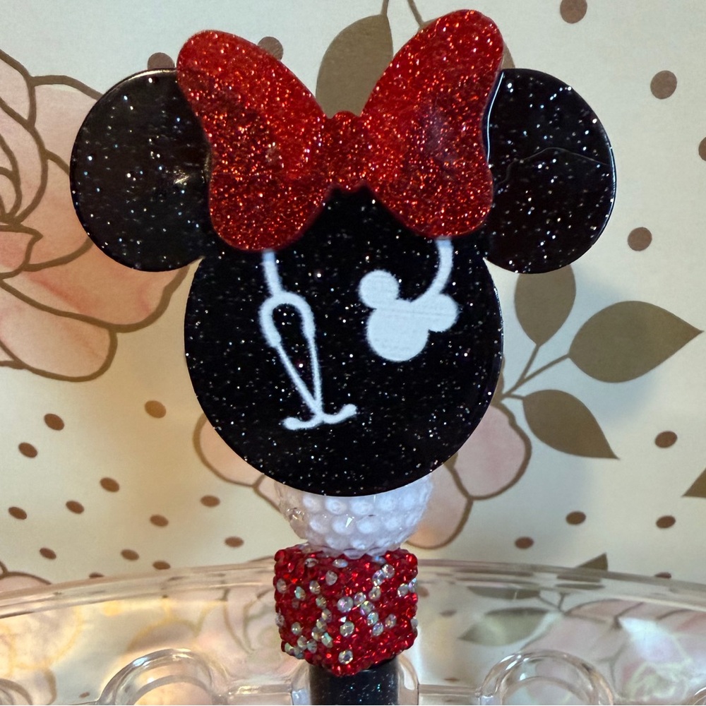 Glittery Black and Red Mouse Pen